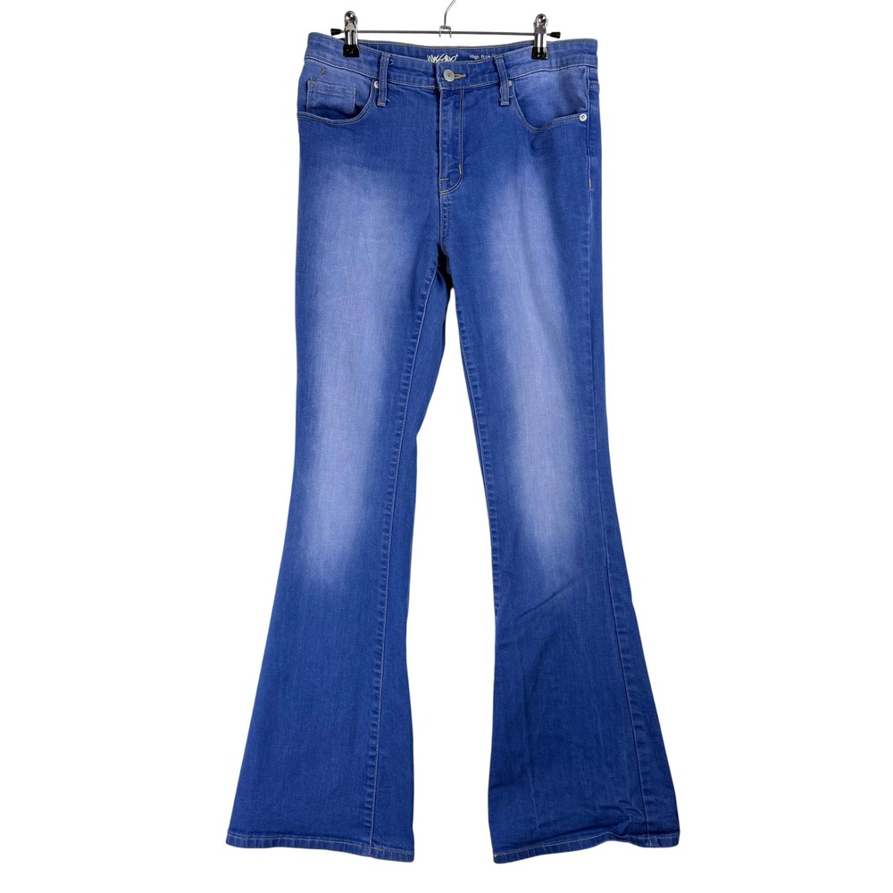 Mossimo High Rise Flare Jeans Womens 8/29R Blue Super Stretch Boho Retro 70s
